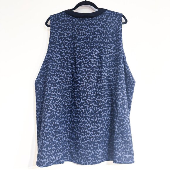 Athleta Zephyr Animal Print Top Allure Blue Navy Sleeveless Women's Plus Size 3X - Picture 3 of 5